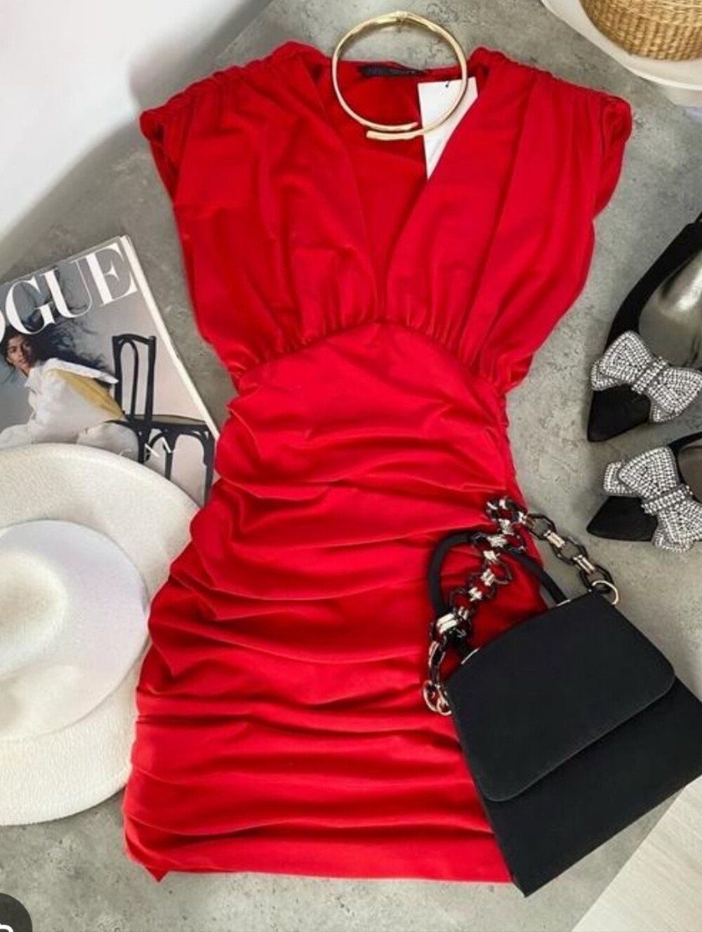 Zara Red Ruched Mini Dress New With Tags Size Medium